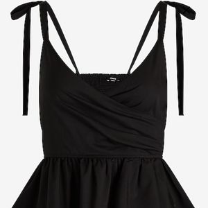 Express V-Neck Tie Strap Faux Wrap Peplum Tank